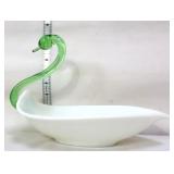Vintage art glass swan bowl candleholder