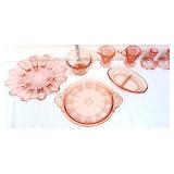 Vintage lot of 8pcs of pink depression glass