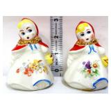 Pair 3in Little Red Riding Hood salt/pepper set