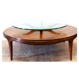 Round MCM coffee table w/ glass riser