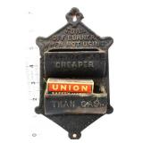 Vntg cast iron Cheaper Than Gas match safe