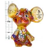 Fenton amber iridescent mouse w/ flowers