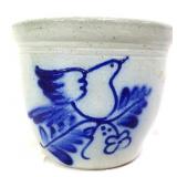 Eldreth Pottery cobalt decorated pot w/ bird
