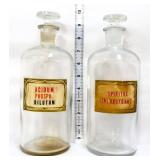 Lot of 2 vntg glass apothecary bottles