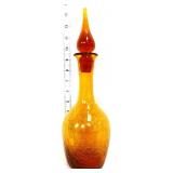 Vintage amber crackle glass decanter w/ stopper