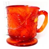 Fenton FAGCA sunset red slag butterfly mug