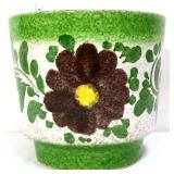 West German round planter w/ green banding