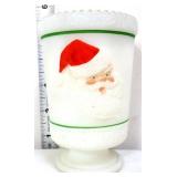 Fenton white satin 5in Santa votive holder