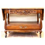 Vintage French drop leaf rolling server