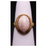 Sterling oval cut pink gemstone ring, lab created