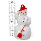 Vtg plastic 4in waving snowman ornament