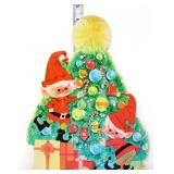 Vntg cardstock die cut 8.75x10.75 elves at tree