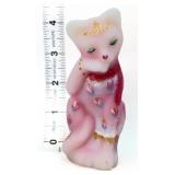 Fenton rosalene satin 4in grooming cat figure