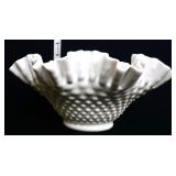 Fenton 10in white hobnail brides bowl