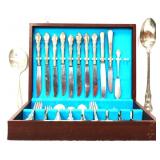 Lot of silver plate flatware in wood box