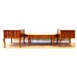 3 piece vtg French coffee & end tables set see pic