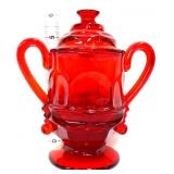 Red glass plantation sugar bowl