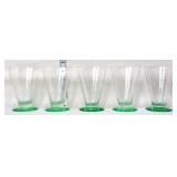 Set of 5 green base drinking glasses