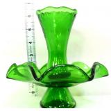 Vintage 6.5in single horn green epergne