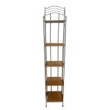 Black Metal and Wicker Shelf Unit