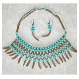 Beaded Leather Necklace and Earrings Beaded Leather Necklace and Earrings