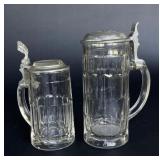 Glass and Pewter Beer Steins Glass and Pewter Beer Steins