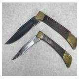 Wood and Brass Handle Folding Knives Wood and Brass Handle Folding Knives