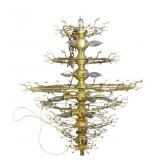 Lucite and Brass Seven Tiered Chandelier