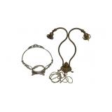 Victorian Brass Lamp & Bridal Basket Holder