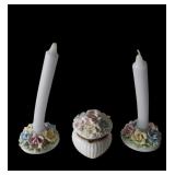 Trinket Box And Matching Candles With Holders