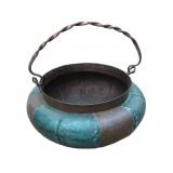 Large Copper & Teal Pot