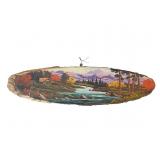 Landscape Painting on Wood Slab