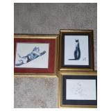 Framed Cat Artwork Lot