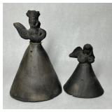 Black Clay Folk Art Angel Bells