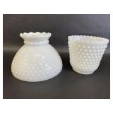 Milk Glass Hobnail Vase & Lamp Shade