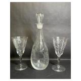 Kosta Boda Etched Grape Wine Glass, Decanter