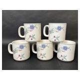 Five Oneida China flower mugs