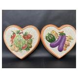 Painted Ceramic Vegetable Fruit Heart Wall Decor