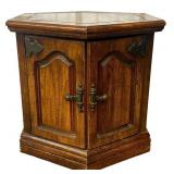 Wood Octagonal Side Table with Storage