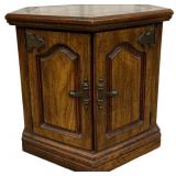 Wood Octagonal Side Table with Storage