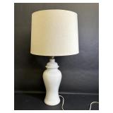 White Ceramic Lamp with Tan Lamp Shade