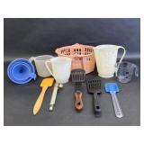 Funnels, Measuring Cups,Spatulas,Pink Basket
