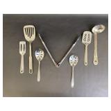 Metal Tongs, 3 Spatulas,Ladle & Slotted Spoon