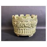 Green Glaze Pottery Embossed Grape Candle Holder