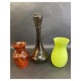 Light Fixture and Two Colorful Vases