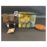 Elephant Home Decor and Wood Drink Coasters