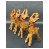 Four Wooden Standing Four Piece Reindeer Decor