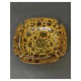Vintage Amber Glass Pebble Design Ash Tray
