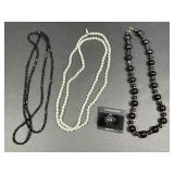 Costume Jewelry Black Purple Clear Beaded