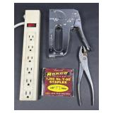 Arrow T-50 Stapler, Staples, Power Strip, Pliers